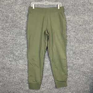 Denim & Co. Active Womens French Terry Ankle Length Jogger Pants Sz Small Green